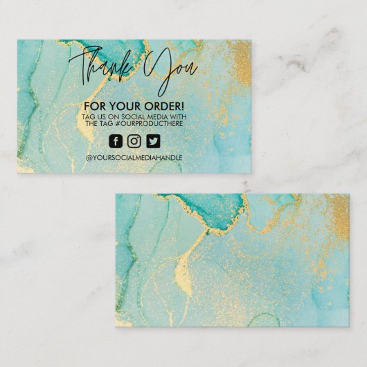 Carte de visite d'aquarelle Abstraite Turquoise (Devant / Derrière)