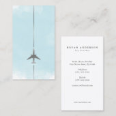 Carte de visite d'aquarelle bleu aviation (Devant / Derrière)