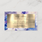 Carte de visite d'aquarelle bleu et d'huile d'or (Dos)