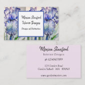 Carte de visite d'aquarelle bleu Iris Floral Flowe (Devant / Derrière)