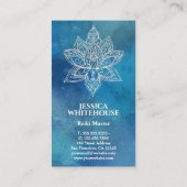 Carte de visite d'aquarelle bleu lotus blanc (Dos)