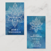 Carte de visite d'aquarelle bleu lotus blanc (Devant / Derrière)