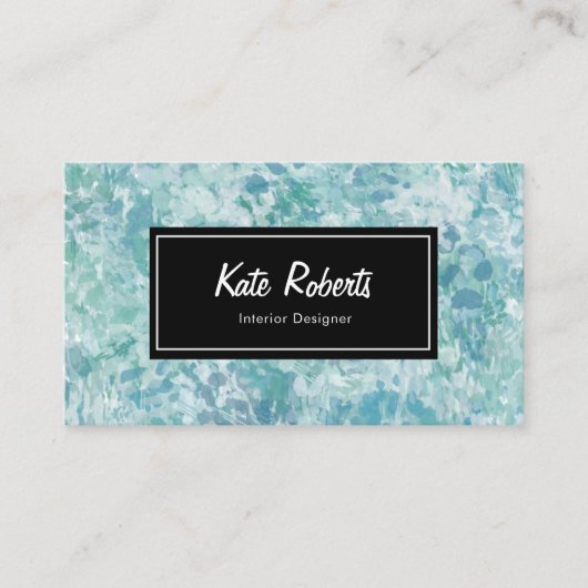 Carte de visite d'aquarelle bleu Minty | créatif (Devant)