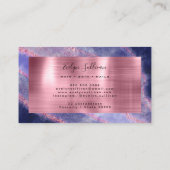 Carte de visite d'aquarelle bleu Rose d'or (Dos)