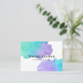 carte de visite d'aquarelle bleu turquoise vert (Debout devant)