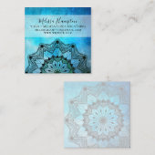 Carte de visite d'aquarelle Blue Mandala (Devant / Derrière)