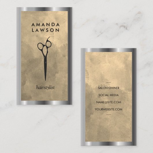 Carte de visite d'aquarelle ciseaux (Devant / Derrière)