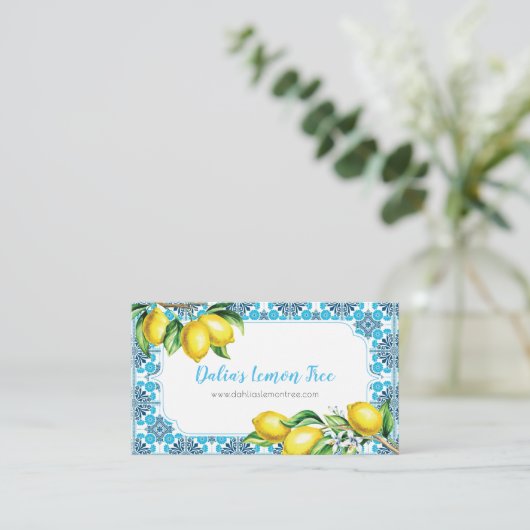 Carte de visite d'aquarelle citron (Debout devant)