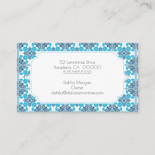 Carte de visite d'aquarelle citron (Dos)