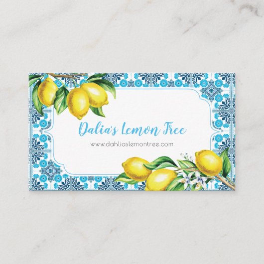 Carte de visite d'aquarelle citron (Devant)