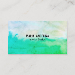 Carte de visite d'aquarelle d'abrégé sur vert bl