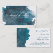 Carte de visite d'aquarelle de bleu marine (Devant / Derrière)