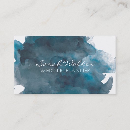 Carte de visite d'aquarelle de bleu marine (Devant)
