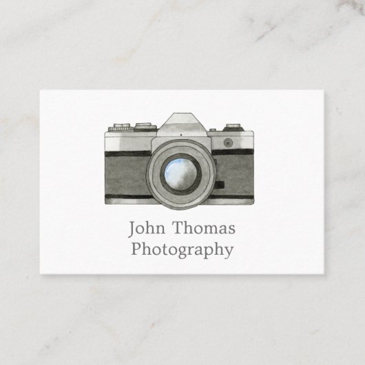 Carte de visite d'aquarelle de caméra reflex vinta (Devant)
