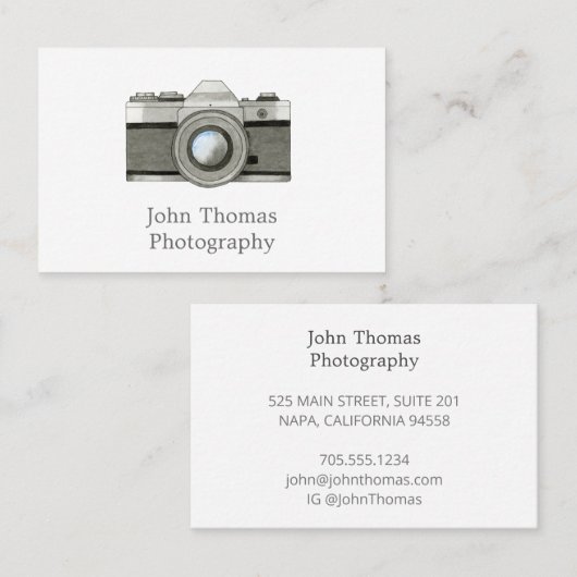 Carte de visite d'aquarelle de caméra reflex vinta (Devant / Derrière)