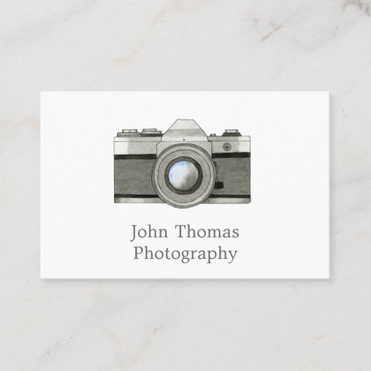 Carte de visite d'aquarelle de caméra reflex vinta (Devant)