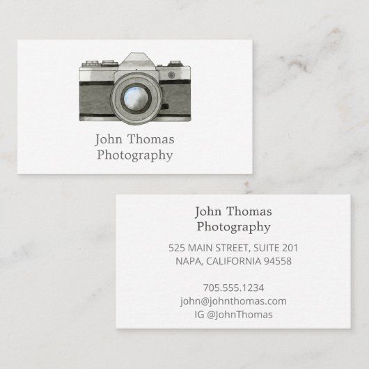 Carte de visite d'aquarelle de caméra reflex vinta (Devant / Derrière)