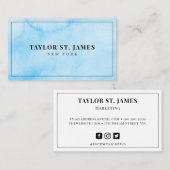Carte de visite d'aquarelle de la mer bleue (Devant / Derrière)