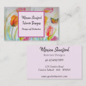 Carte de visite d'aquarelle de la tulipe rouge (Devant / Derrière)