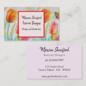 Carte de visite d'aquarelle de la tulipe rouge (Devant / Derrière)