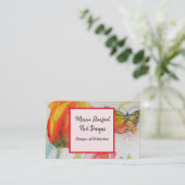 Carte de visite d'aquarelle de la tulipe rouge (Debout devant)