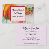 Carte de visite d'aquarelle de la tulipe rouge (Devant / Derrière)