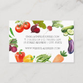Carte de visite d'aquarelle de légumes bio (Dos)