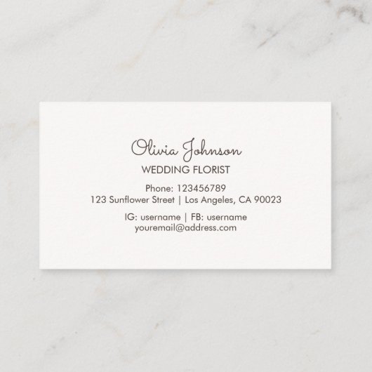 Carte de visite d'aquarelle de tournesol (Dos)