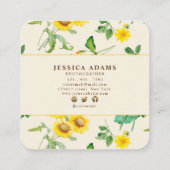 Carte de visite d'aquarelle de tournesol jaune rus (Dos)