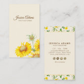 Carte de visite d'aquarelle de tournesol jaune rus (Devant / Derrière)