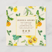 Carte de visite d'aquarelle de tournesol jaune rus (Dos)