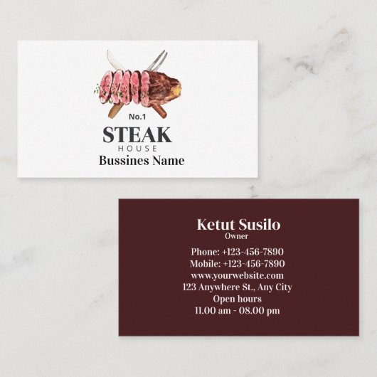 Carte de visite d'aquarelle des aliments à vapeur (Devant / Derrière)
