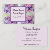 Carte de visite d'aquarelle des fleurs de purple (Devant / Derrière)