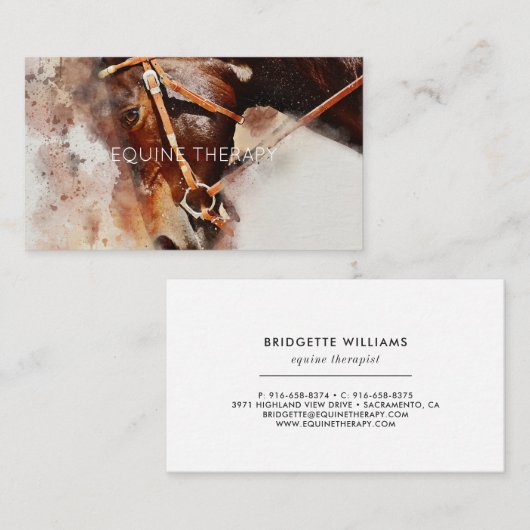 Carte de visite d'aquarelle équine (Devant / Derrière)