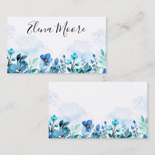Carte de visite d'aquarelle florale (Devant / Derrière)