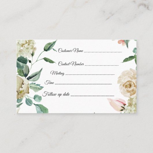 Carte de visite d'aquarelle florale  (Dos)