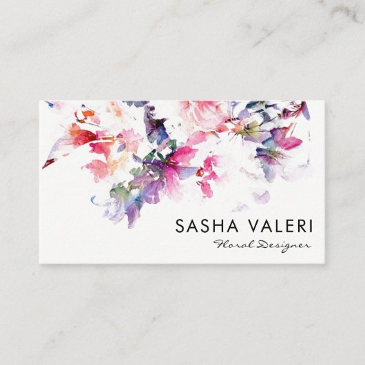Carte de visite d'aquarelle florale (Devant)