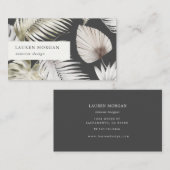 Carte de visite d'aquarelle florale tropicale doré (Devant / Derrière)