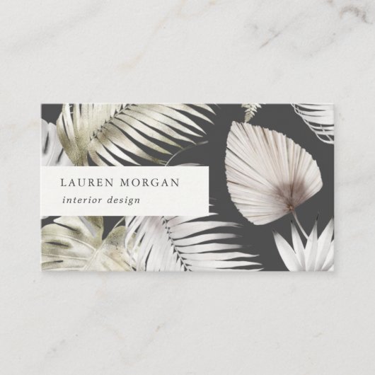 Carte de visite d'aquarelle florale tropicale doré (Devant)