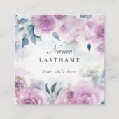 Carte de visite d'aquarelle florale violet Rose (Devant)