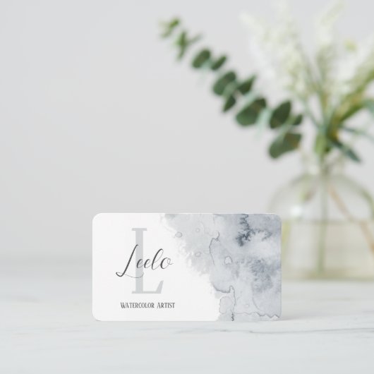 Carte de visite d'aquarelle gris (Debout devant)