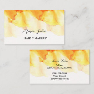 Carte de visite d'aquarelle jaune parties scintill