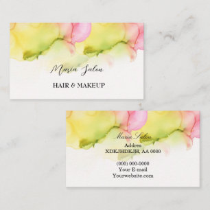 Carte de visite d'aquarelle jaune parties scintill