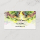 Carte de visite d'aquarelle jaune parties scintill (Dos)