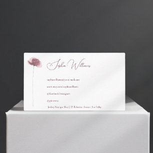 Carte de visite d'aquarelle minimaliste à fleurs d