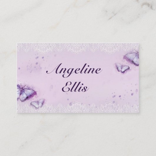 Carte de visite d'aquarelle papillon pourpre (Dos)