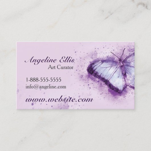 Carte de visite d'aquarelle papillon pourpre (Devant)