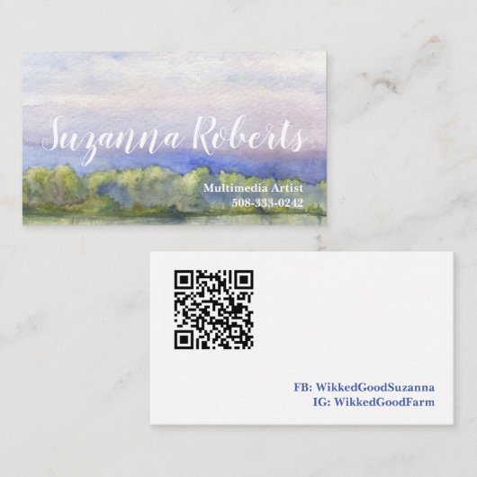 Carte de visite d'aquarelle paysager (Devant / Derrière)