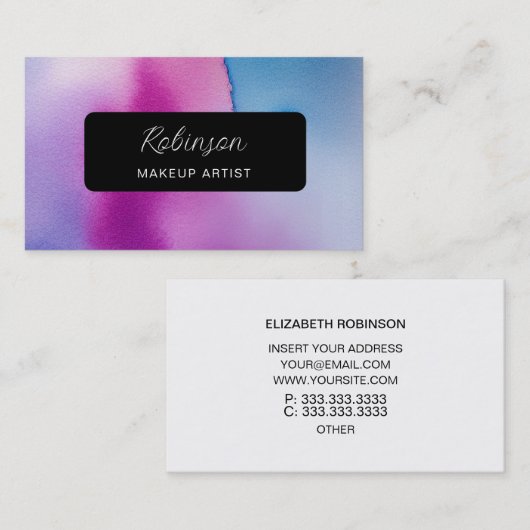 Carte de visite d'aquarelle relaxant (Devant / Derrière)