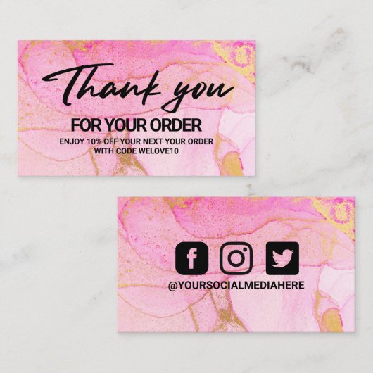 Carte de visite d'aquarelle rose Abstrait (Devant / Derrière)